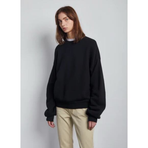R13 Pleated Sleeve Drop Shoulder Japanese French Terry Black Sweatshirt S - Picture 1 of 12